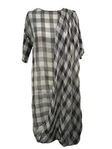 Aquascutum Grey Gingham Check Sheer Draped A Line Midi Dress - Size 8 - Picture 1 of 6