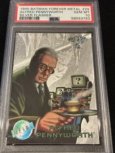 1995 BATMAN FOREVER METAL Silver Flasher #29 Alfred Pennyworth PSA 10 GEM MINT - Picture 1 of 2