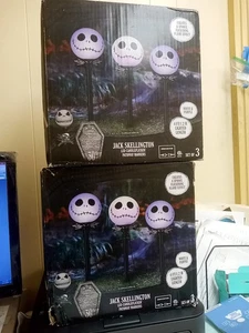 Nightmare Before Christmas Jack Skellington Led Pathway Markers 2 Boxes Of 3 - Picture 1 of 5