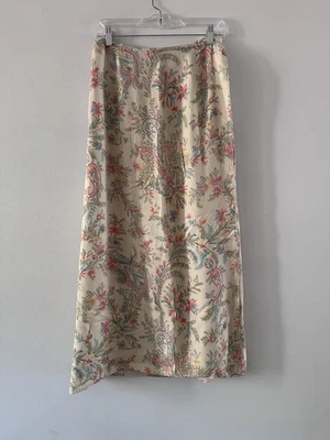 Vintage Talbots Cottagecore Paisley Wrap Midi Skirt Size 8 Career Made in USA - Image 1 of 4