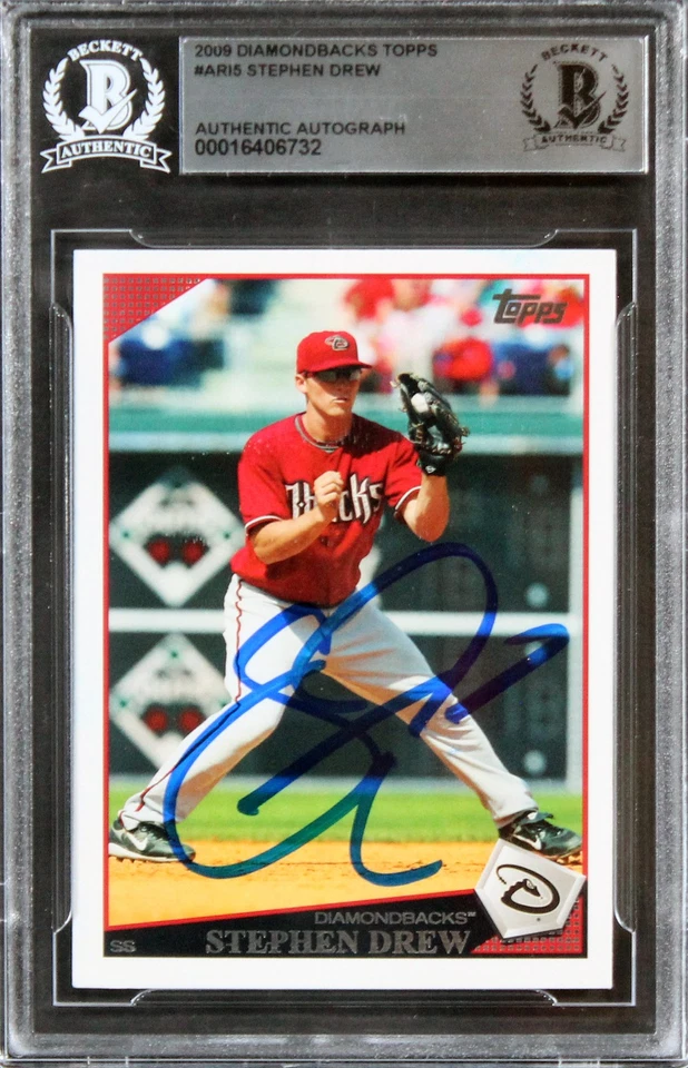Diamondbacks Stephen Drew 正品签名 2009 Topps #ARI5 卡 BAS Slabbed — 第 1/2 张图片