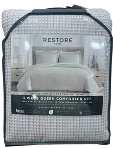 Restore Home 3 Piece Curated Queen Tan and Gray Comforter Set NEW - Picture 1 of 3