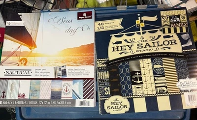 48 Sheets Paper House 12x12 Paper Pad Sliced Crafting Family Nautical Beach - Image 1 of 4