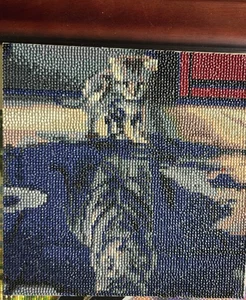 Completed Diamond Painting - Kitten to Tiger. Affixed to foam. 9.75" x 9.75" - Picture 1 of 1
