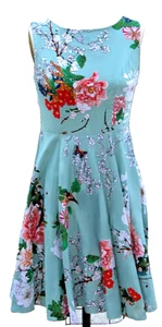 Vestido Patinador Grace Karin Bebé Azul Floral Corto Sin Mangas Cuello Barco M - Imagen 1 de 4