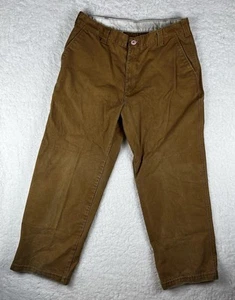Pantalone jeans vintage LL Bean uomo 34x28 piatto davanti marrone resistente 5 tasche lavoro - Foto 1 di 21
