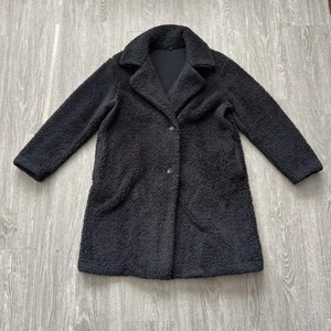 Uniqlo Cappotto Fuzzy Morbido Nero Orsacchiotto Caldo Scuro Academia Capsula Unisex XL - Foto 1 di 6
