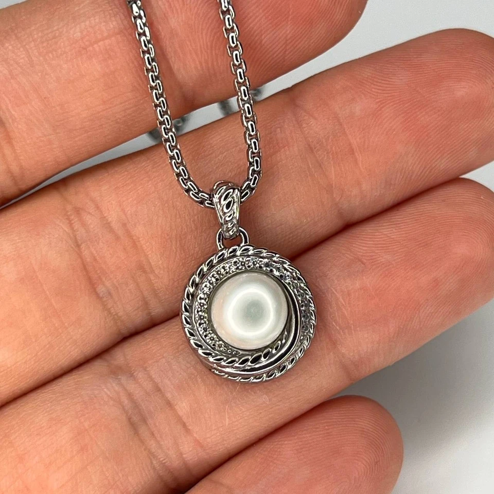 Auténtico collar mujer david yurman perlas diamantes en plata de ley Foto 1 de 4