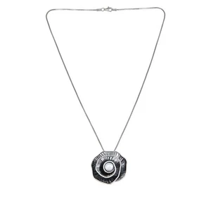 LiPaz Sterling Silver Cultured Pearl Spiral Flower Pendant 18" Necklace - Picture 1 of 2