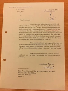 Lettera firmata da Giuseppe Petrilli - Bild 1 von 1