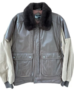 Vtg Members Only Leather BOMBER Jacket Mens 42 Flight Aviator Jacket Motorcycle - Picture 1 of 7