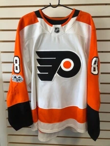 Camiseta deportiva de novato 2017-18 Philadelphia Flyers Robert Hagg usada en juegos parche de 100 años micrófono - Imagen 1 de 11