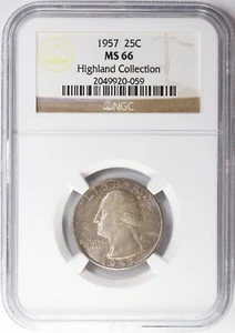 1957 P Washington Silver Quarter NGC MS66 Highland Collection 25c - Picture 1 of 4