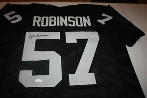 OAKLAND LOS ANGELES RAIDERS JERRY ROBINSON #57 SIGNED HOME JERSEY JSA CERT - Picture 1 of 2