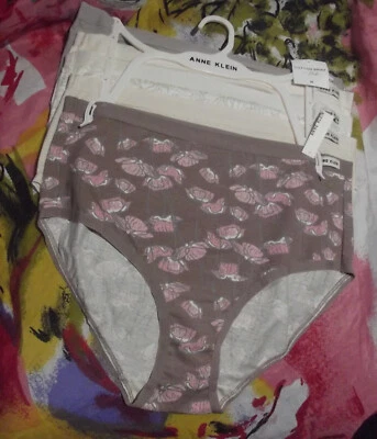 5 NOVAS CALCINHAS ANNE KLEIN AK14775 BWNFL CINTURA PLANA ALGODÃO M - Imagem 1 de 2