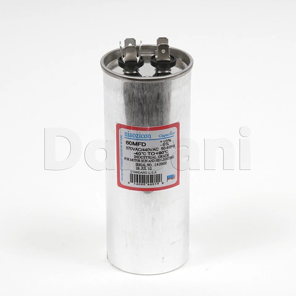 60 UF MFD 370 440V VAC Oil Motor Run Capacitor CBB65 5X2 inch