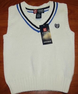 NEW CHAPS TODDLER BOYS WHITE SLEEVELESS SWEATER VEST SZ 2T 4T - Picture 1 of 2