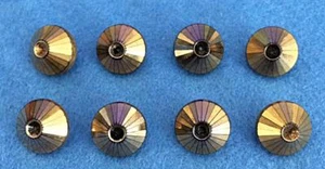 Vintage - 8 Cone Shape Black Glass Buttons with Metallic Copper Finish - Picture 1 of 3