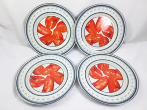 Set of 4 Golden Rabbit Enamelware 8.5" Lobster Claw Sandwich Plates Nautical - Picture 1 of 4