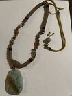 Rare Chinese Light Apple Green and Honey Jade Necklace