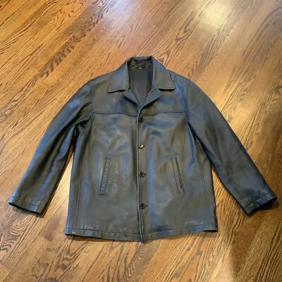 Chaqueta de Cuero Via Vespucci De Colección Para Hombre Talla L Blazer Negro Moto Vestido Motociclista Foto 1 de 4