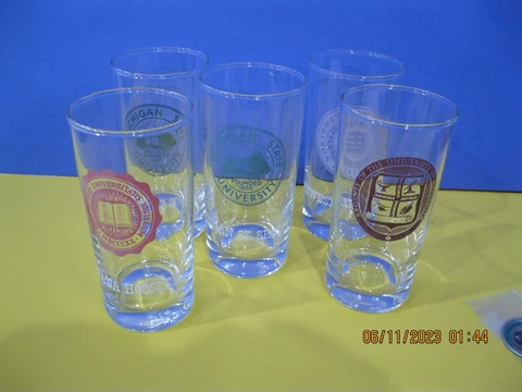 (5) VINTAGE 60'S BIG 10 COLLEGE MARATHON OIL GLASSES MINN, N/WEST INDIANA MICH S Cover