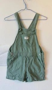 Girls OSHKOSH Light Weight GREEN DENIM Romper Bib Shorts Size 7 - Picture 1 of 4