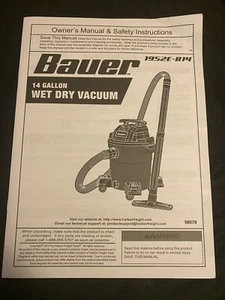 Bauer 14 Gallonen Nass Trockensauger Bedienungsanleitung - Bild 1 von 1
