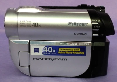 SONY Handycam DCR-DVD110E Camcorder DVD Disc. Video Camera Only No accessories. - Image 1 of 4