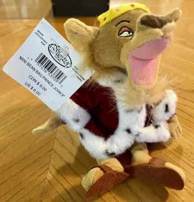New Disney Store Robin Hood Prince John Bean Bag Plush Lion 9" NWT A9 - Image 1 of 3