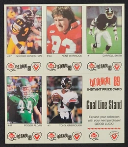 1989 VACHON CFL 5 CARDS UNCUT PANEL COVINGTON, WARNOCK, SMITH, ALDAG, KIMBROUGH - Picture 1 of 2