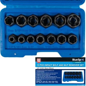 BlueSpot 13pc Impact Stud Socket Extractor Set Damaged Nut Bolt Remover 3/8" - Picture 1 of 4