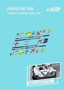 CALCAS PORSCHE 908 FLUNDER LARROUSE TARGA 1970 SLOT DECALS