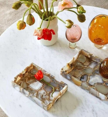 Bandeja para servir ágata de 10"x6", plato para servir, artículos para servir piedra, bandeja de piedras preciosas regalo Foto 1 de 4