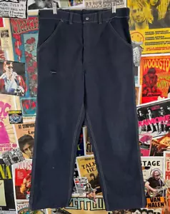 Vtg 70s Sears Tri-Blend Tradewear Indigo Carpenter Workwear Utility Denim 34x29 - Picture 1 of 17