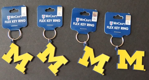 FOUR (4) MICHIGAN WOLVERINES, FLEXIBLE KEY RINGS FROM WINCRAFT Cover