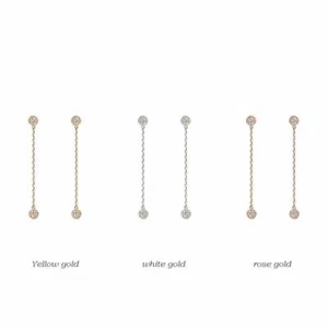 Natural Diamond Hanging Earring With Rose, White,Yellow 14k Gold Finish Earring - Picture 1 of 3