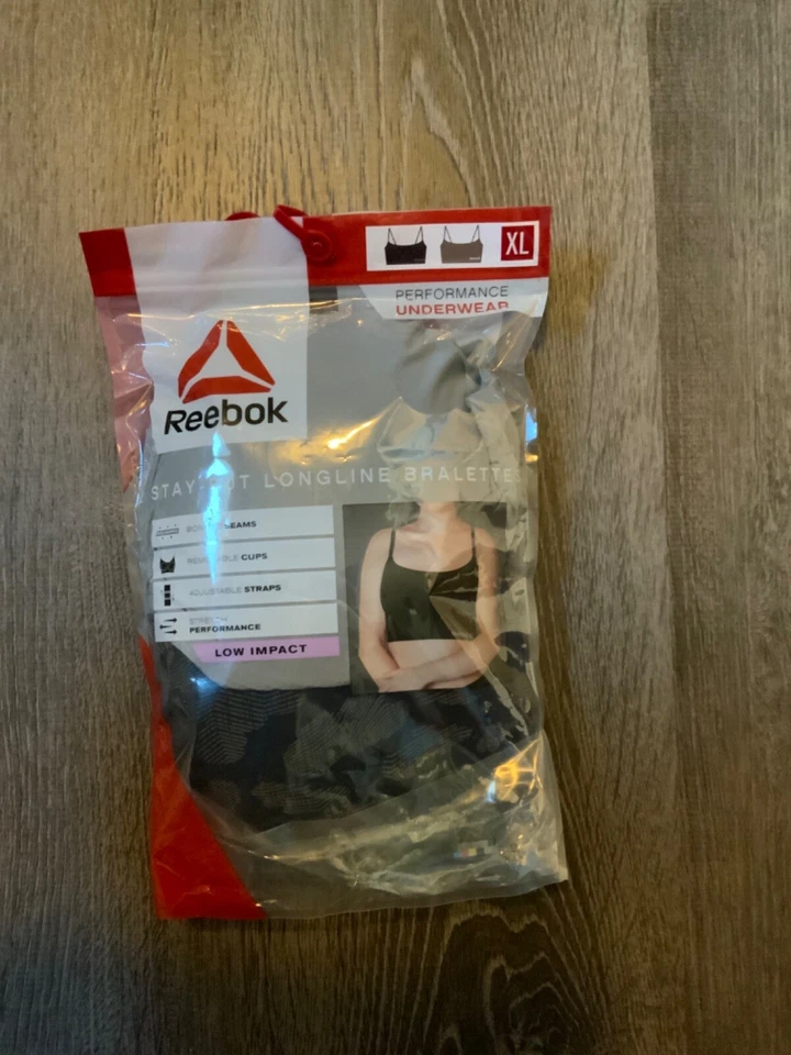 Reebok Women's Bonded Stay Put Bralette 2 Pack - Size Large/Low Impact