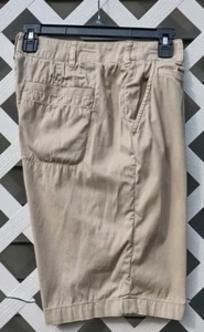 Orvis Shorts Damen Größe 8 Baumwolle Elasthan hellbraun Knopf Reißverschluss Taschen Bermuda Logo - Bild 1 von 4