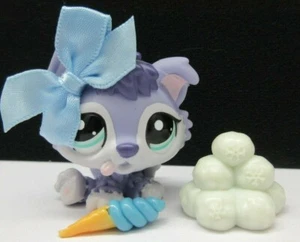 LITTLEST PET SHOP #1810 PURPLE BABY HUSKY PUPPY DOG ORIGINAL SNOWBALL ACCESSORY - Picture 1 of 10