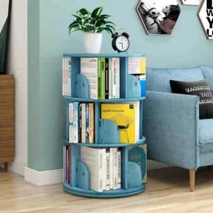 Sanctuary 360-degree Rotating 3 Tier Display Shelf Bookcase Organiser (Blue) - Picture 1 of 3