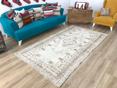 tapete turco feito à mão, tapete vintage de lã, tapete emoldurado, tapete oushak, 4,8 x 8,6 pés, - Imagem 1 de 4