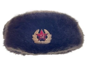 Vintage Russian Soviet Army soldier Ushanka winter Hat Trapper hunter Ear Flaps - Picture 1 of 3