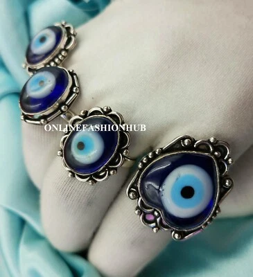 Protective Evil Eye Gemstone 925 Silver Plated Design Good Ring Lot Jewelry - Image 1 of 3