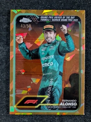 2024 Topps Chrome Sapphire FERNANDO ALONSO 43/50 Gold Sapphire Ref #159 - Image 1 of 3