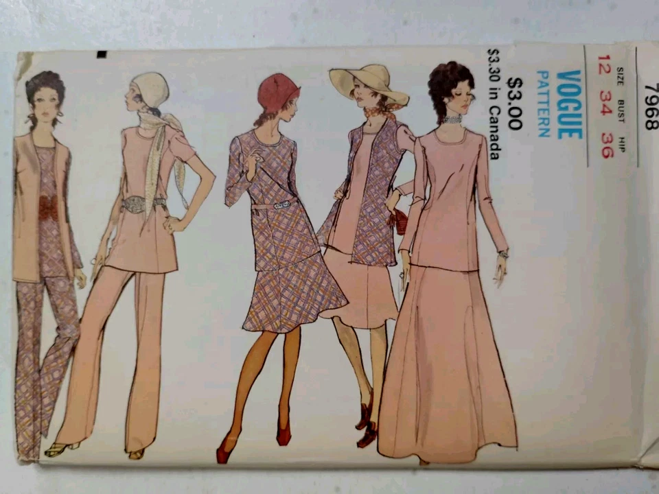 Vogue 7968 Jacket Top Skirt Pants Sewing Pattern Ladies 12 VTG UC Loose Princess - Image 1 of 4