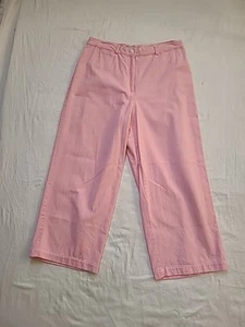 David Brooks Chino Pants Women 12 Pink High Rise Wide Leg 10" All Cotton - Picture 1 of 7