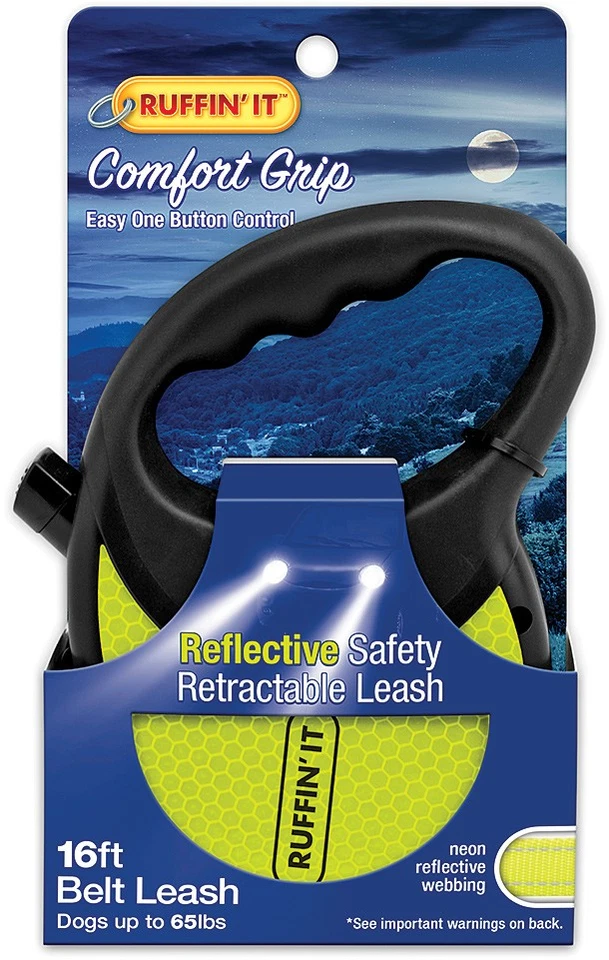 Ruffin' It Hi-Vis Reflective Retractable Dog Leash - Medium, 16 ft, Durable - Image 1 of 2