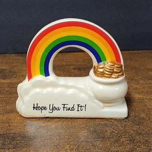 Vintage Rainbow & Pot of Gold Hope You Find It Ceramic Porcelain Figurine - Picture 1 of 8