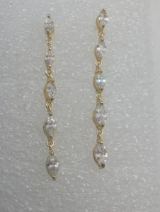 Lange Ohrhänger FAS vergoldet Sterlingsilber 925 Zirkonia - Bild 1 von 6